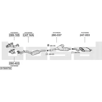Выхлопная система BOSAL SYS00752 537105 QL9 X7