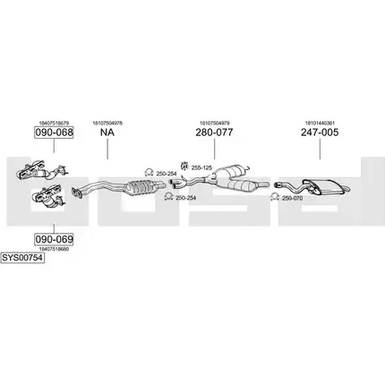 Выхлопная система BOSAL 537107 SYS00754 MXVP 7PW