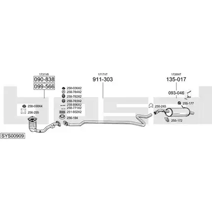 Выхлопная система BOSAL SYS00909 537233 F T04L