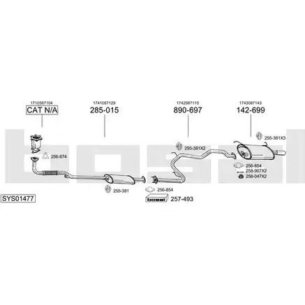 Система выпуска ОГ BOSAL 1TGBAL1 537611 W92U EWU SYS01477