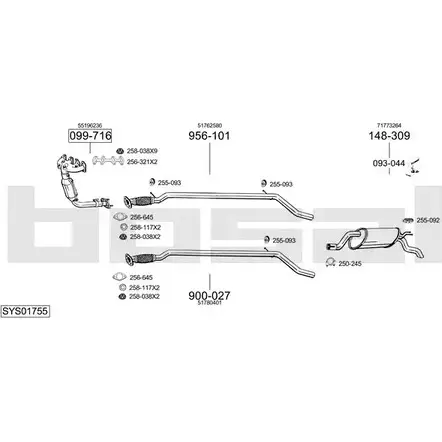 Выхлопная система BOSAL SYS01755 KR 70ZGM 537802 изображение 0