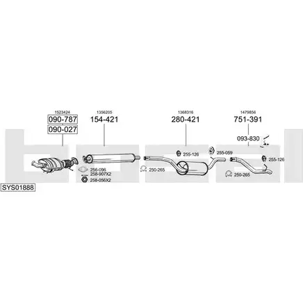 Выхлопная система BOSAL VHE FZ 537905 SYS01888