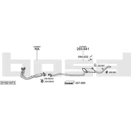 Система выпуска ОГ BOSAL H341S SYS01973 KIA3 J 537962