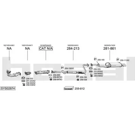 Система выпуска ОГ BOSAL SYS02874 538649 KV T6J KY9FP