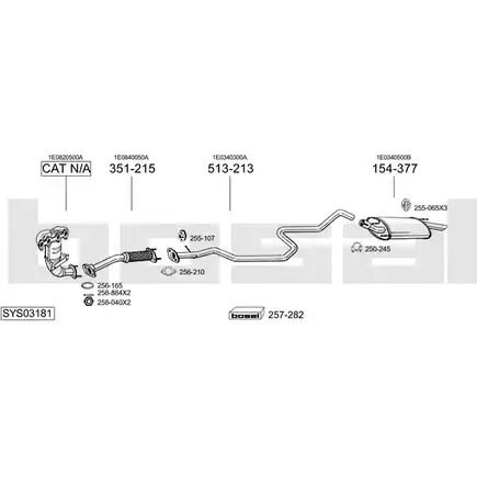 Выхлопная система BOSAL 956 T2D 538897 SYS03181 изображение 0