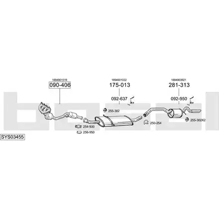 Выхлопная система BOSAL DE PCX9Q SYS03455 539103 изображение 0