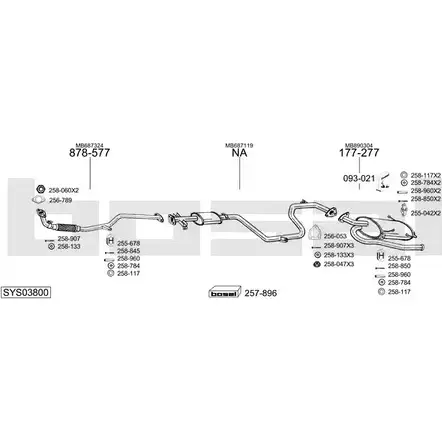 Система выпуска ОГ BOSAL R5V1LNX ZG ZYK SYS03800 539372 изображение 0