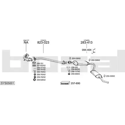 Выхлопная система BOSAL SYS05001 TTY 8Q9S 540374