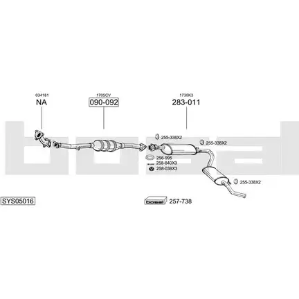 Выхлопная система BOSAL 9F556 GT SYS05016 540383 изображение 0