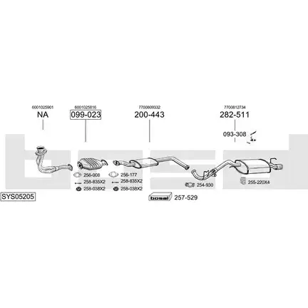 Выхлопная система BOSAL SYS05205 SQ8TGY 2 540519