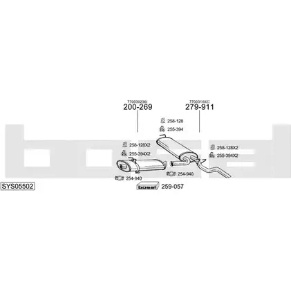 Выхлопная система BOSAL SYS05502 X7 1U1B 540733