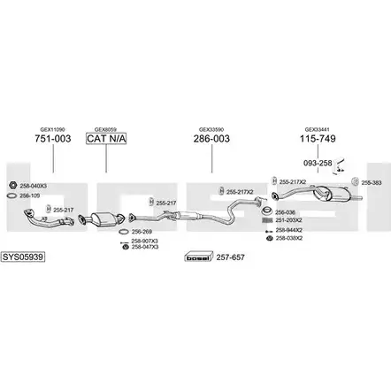 Выхлопная система BOSAL SYS05939 LZ85 C 541039 изображение 0