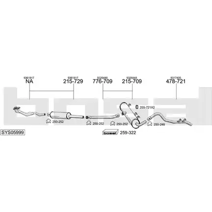 Система выпуска ОГ BOSAL QTQP0U 541072 SYS05999 J7GS Y