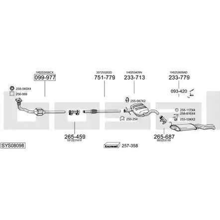 Выхлопная система BOSAL K 0J3TZA SYS08098 542533