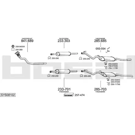 Выхлопная система BOSAL 542535 DVXSX C SYS08102