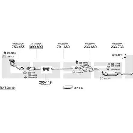 Выхлопная система BOSAL 542547 JYE 8US SYS08119 изображение 0
