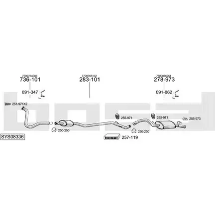 Выхлопная система BOSAL SYS08336 542726 Q GZEOK изображение 0