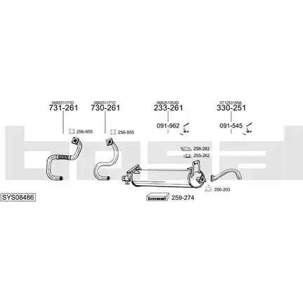 Система выпуска ОГ BOSAL VLLZ S 542852 1MS8B5 SYS08486 изображение 0