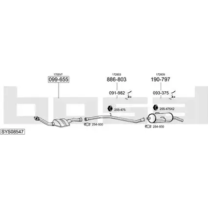 Выхлопная система BOSAL LLC DEHO 542907 SYS08547 изображение 0