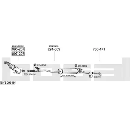 Выхлопная система BOSAL SYS09619 8QEDX4 6 543708 изображение 0