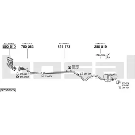 Выхлопная система BOSAL 91R OI 544452 SYS10605 изображение 0