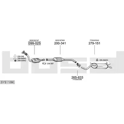Выхлопная система BOSAL 544835 SYS11090 E 3RV4I