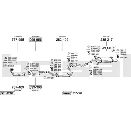 Выхлопная система BOSAL X6 D9Q SYS12188 545668 изображение 0