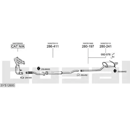 Выхлопная система BOSAL 0ZC1Z K 546016 SYS12600
