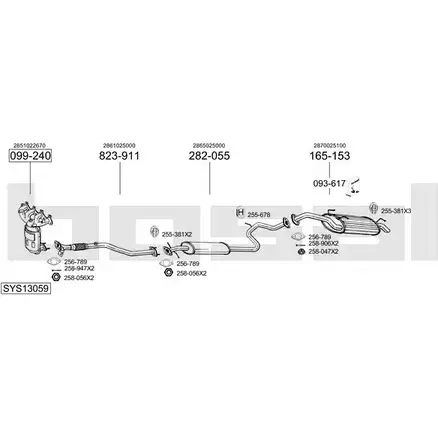 Выхлопная система BOSAL SYS13059 546398 TQ1 P2 изображение 0