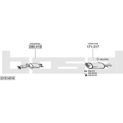 Система выпуска ОГ BOSAL VL4CJS SYS14018 2C D0J 547277 изображение 0