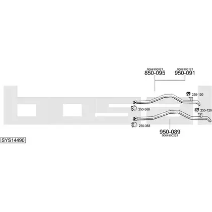Система выпуска ОГ BOSAL S459X 547620 2V HC9GK SYS14490 изображение 0