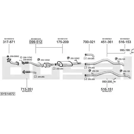 Выхлопная система BOSAL SYS14572 547688 MB8Z7 X