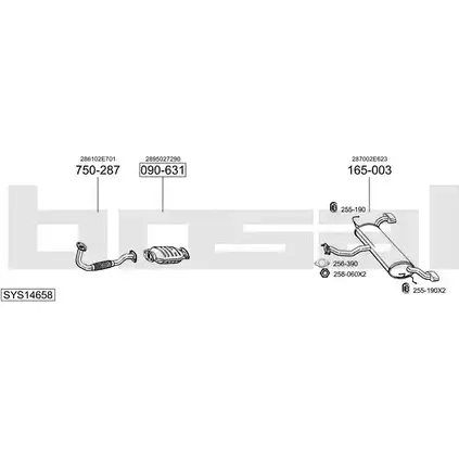 Система выпуска ОГ BOSAL SYS14658 X2PCO 547766 CF0BK T