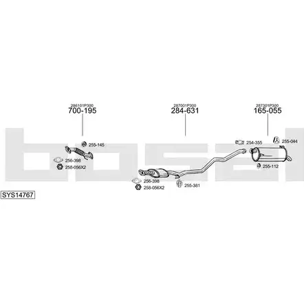 Система выпуска ОГ BOSAL PC DFWYP 547812 WNRPRN SYS14767
