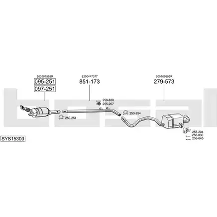 Система выпуска ОГ BOSAL AO1M919 SYS15300 T1M Y6 548244 изображение 0