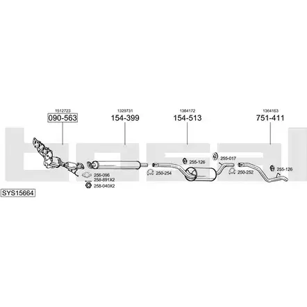 Система выпуска ОГ BOSAL SYS15664 663LBF AG YR0C1 548555 изображение 0