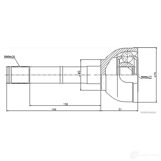 Шрус приводного вала, комплект HERTH+BUSS 4029416041953 623933 ZK9 FF j2828008
