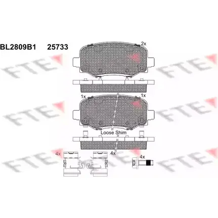 Тормозные колодки дисковые, комплект FTE 22304 606007 2217 0 BL2809B1 изображение 0