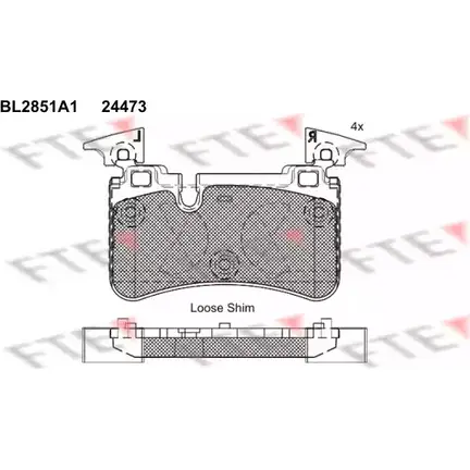 Тормозные колодки дисковые, комплект FTE 606052 24 473 D1373-8485 BL2851A1 изображение 0