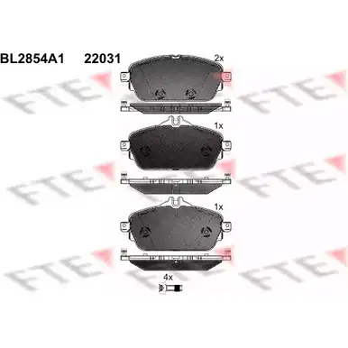 Тормозные колодки дисковые, комплект FTE 606055 22 031 22032 BL2854A1 изображение 0