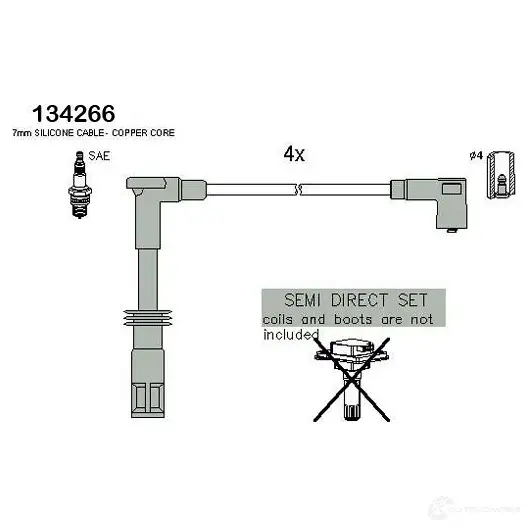 Высоковольтные провода зажигания, комплект HITACHI 3081433 1342 66 N7FQROP 134266 изображение 0