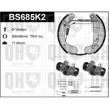 Комплект тормозов, барабанный тормозной механизм QUINTON HAZELL B8 31H T8IYG0Q 651849 BS685K2