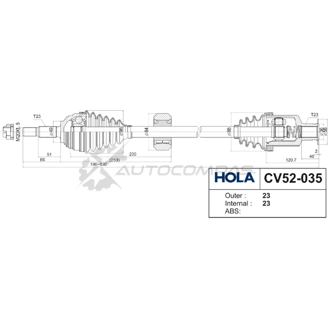 Привод в сборе HOLA 1424629016 8718401523364 CV52-035 T7 JARJ изображение 1