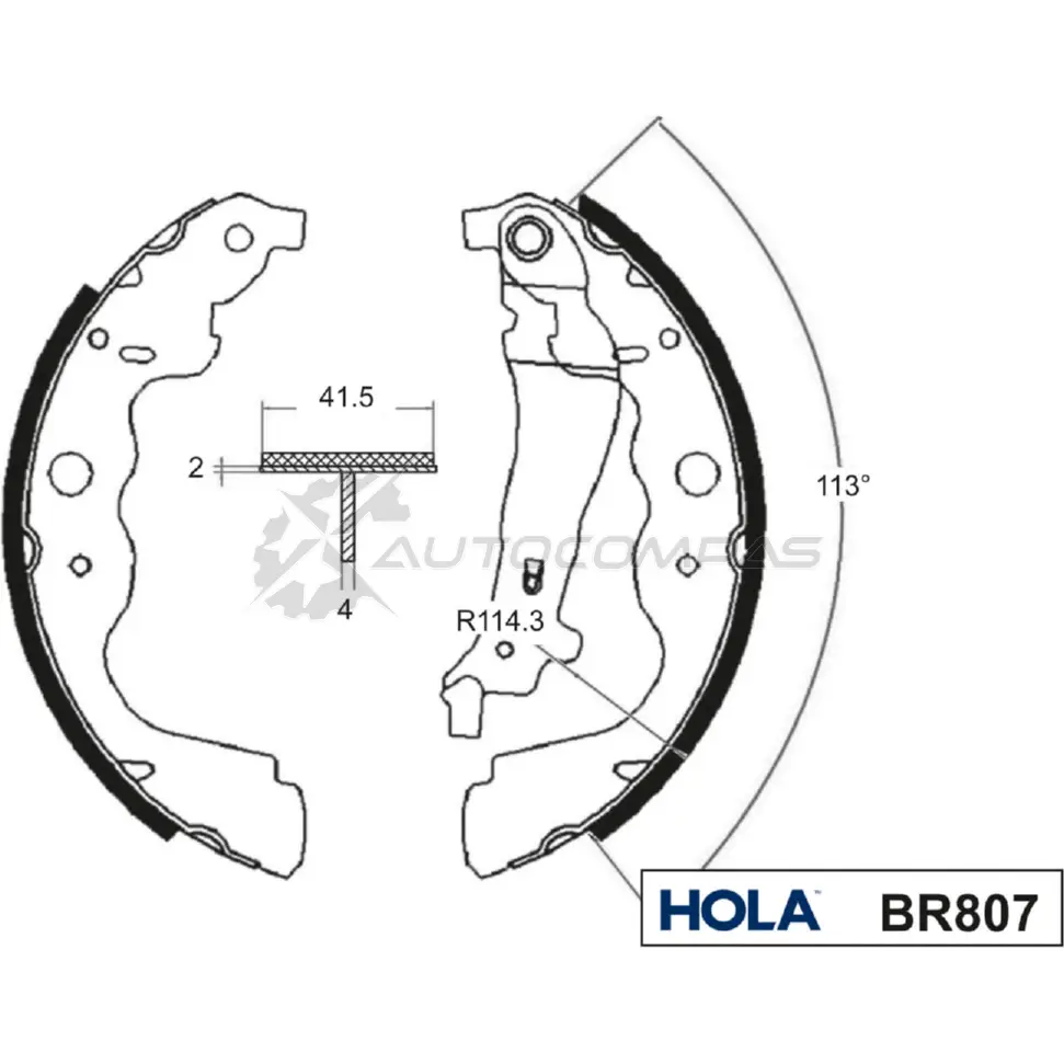 Тормозные колодки барабанные HOLA 1441273143 2NQ8D A BR807
