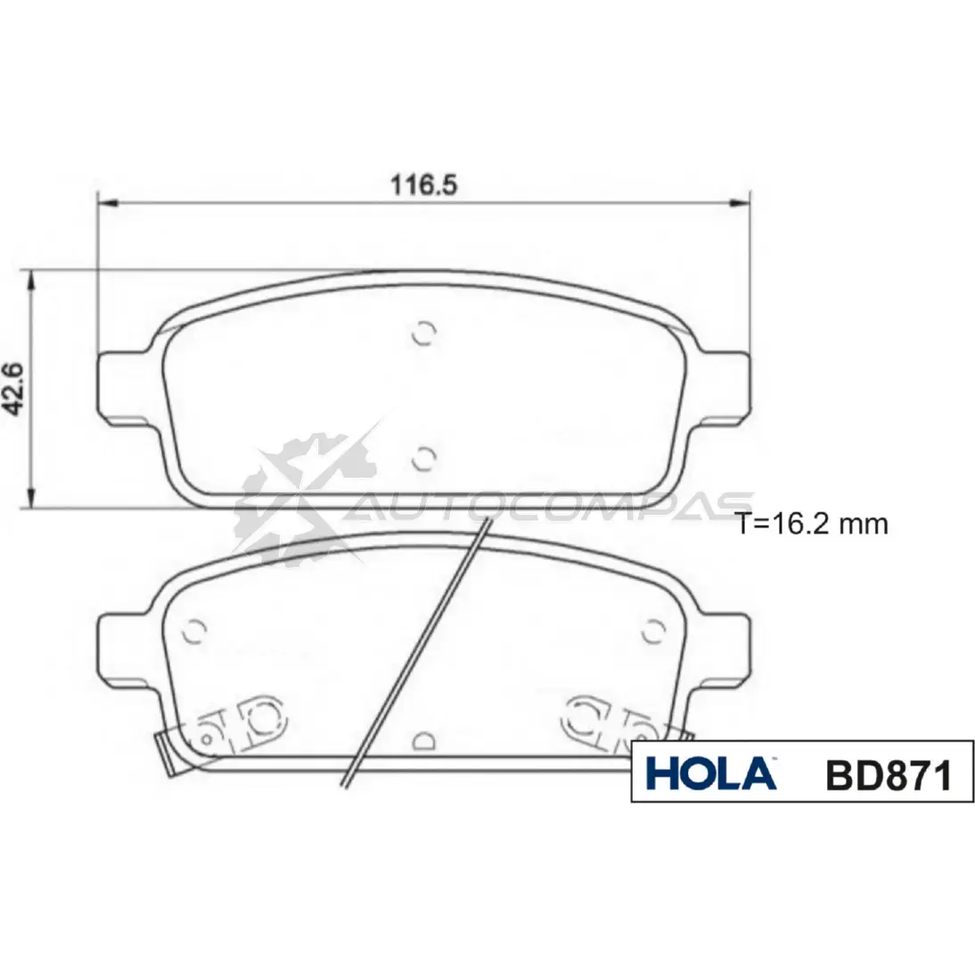 Тормозные колодки дисковые HOLA 1439896448 BD871 CBUAT X9 изображение 0