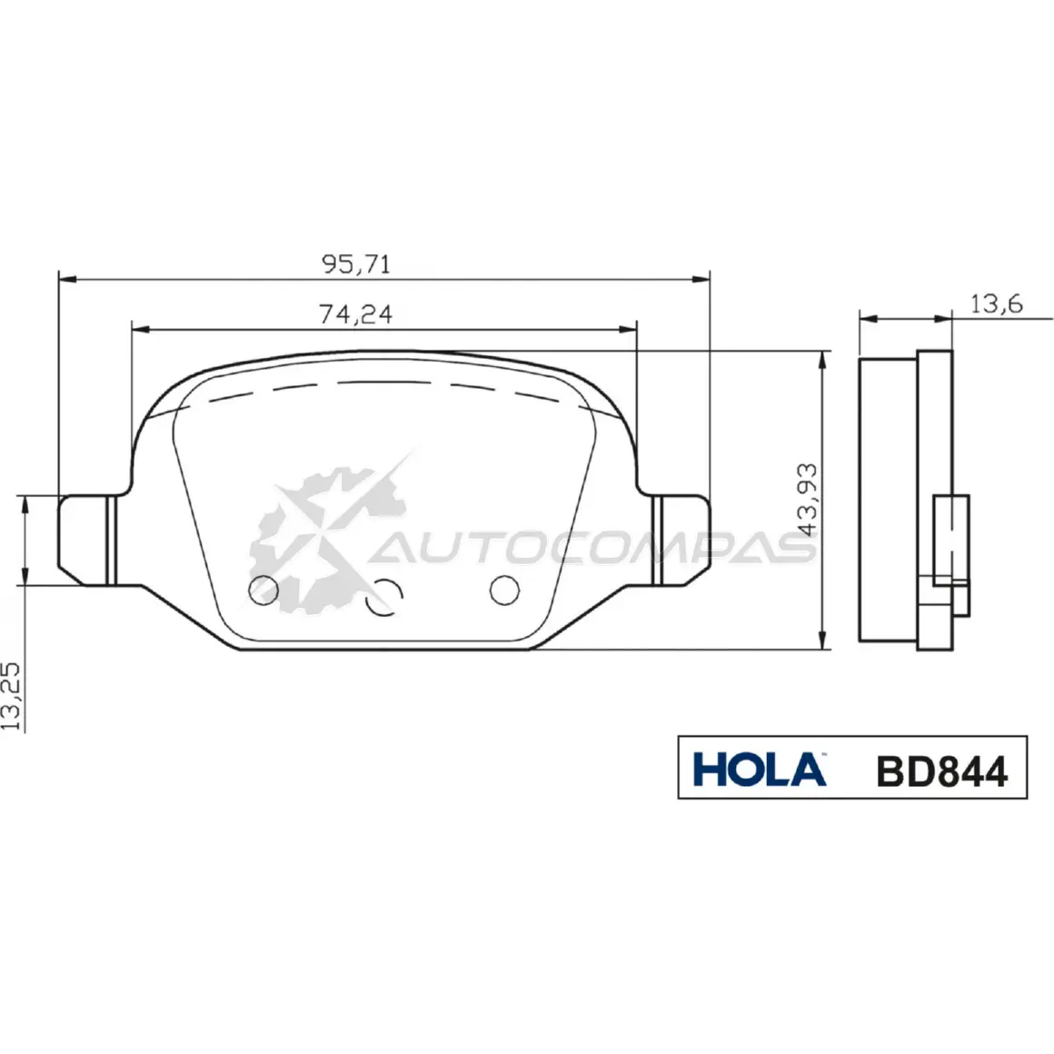 Тормозные колодки дисковые HOLA 1439896444 CZF NM BD844