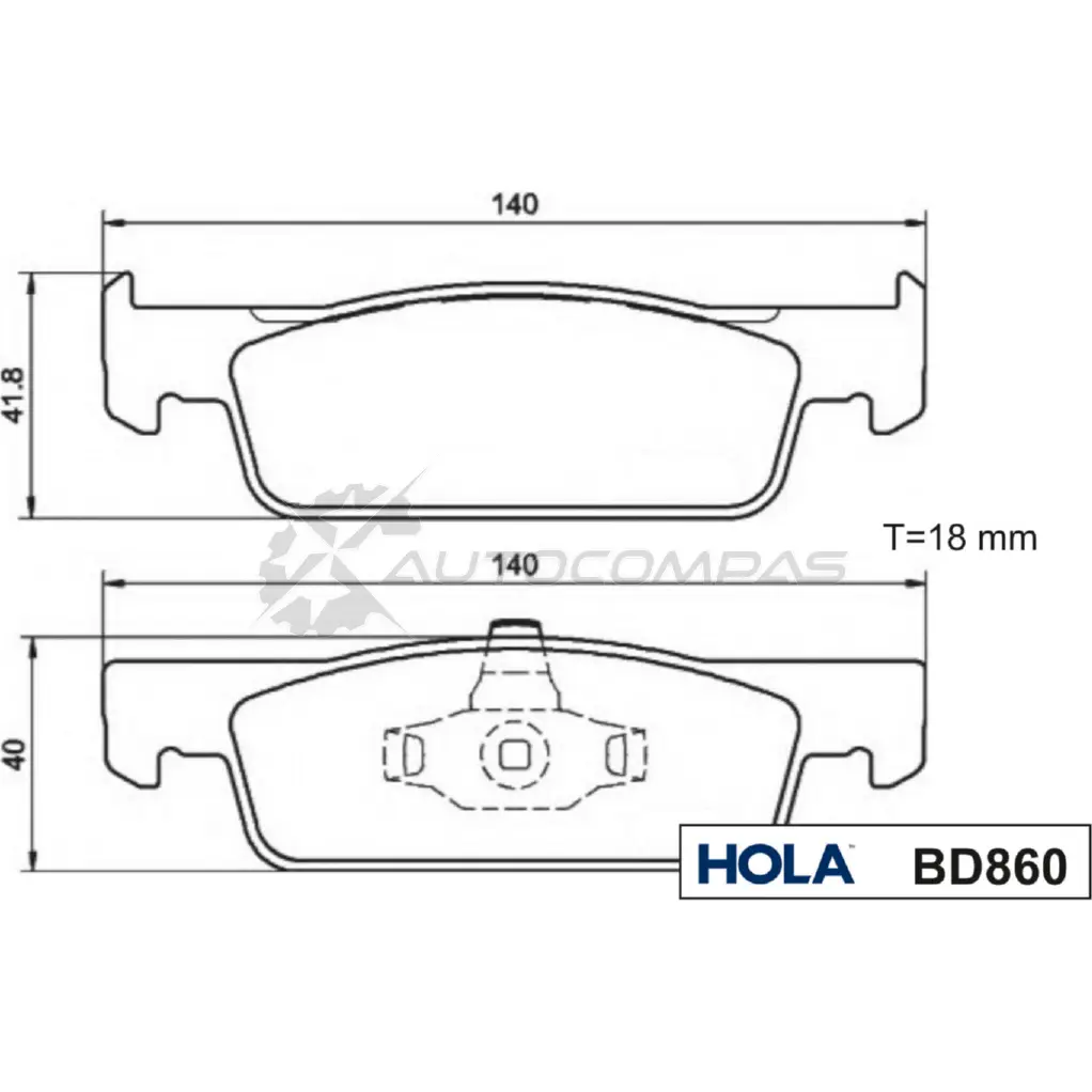 Тормозные колодки дисковые HOLA 1424666675 BD860 C8 5VS3 8718401502093