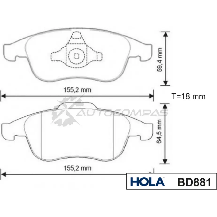 Тормозные колодки дисковые HOLA 9JAY 8R 1439896458 BD881 - Изображение 1