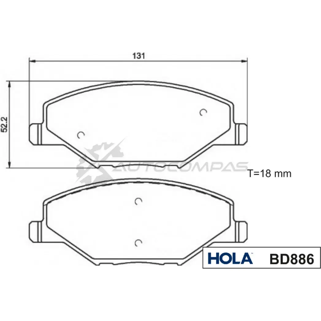 Тормозные колодки дисковые HOLA 1424666677 HHU4 G 8718401522909 BD886 изображение 1