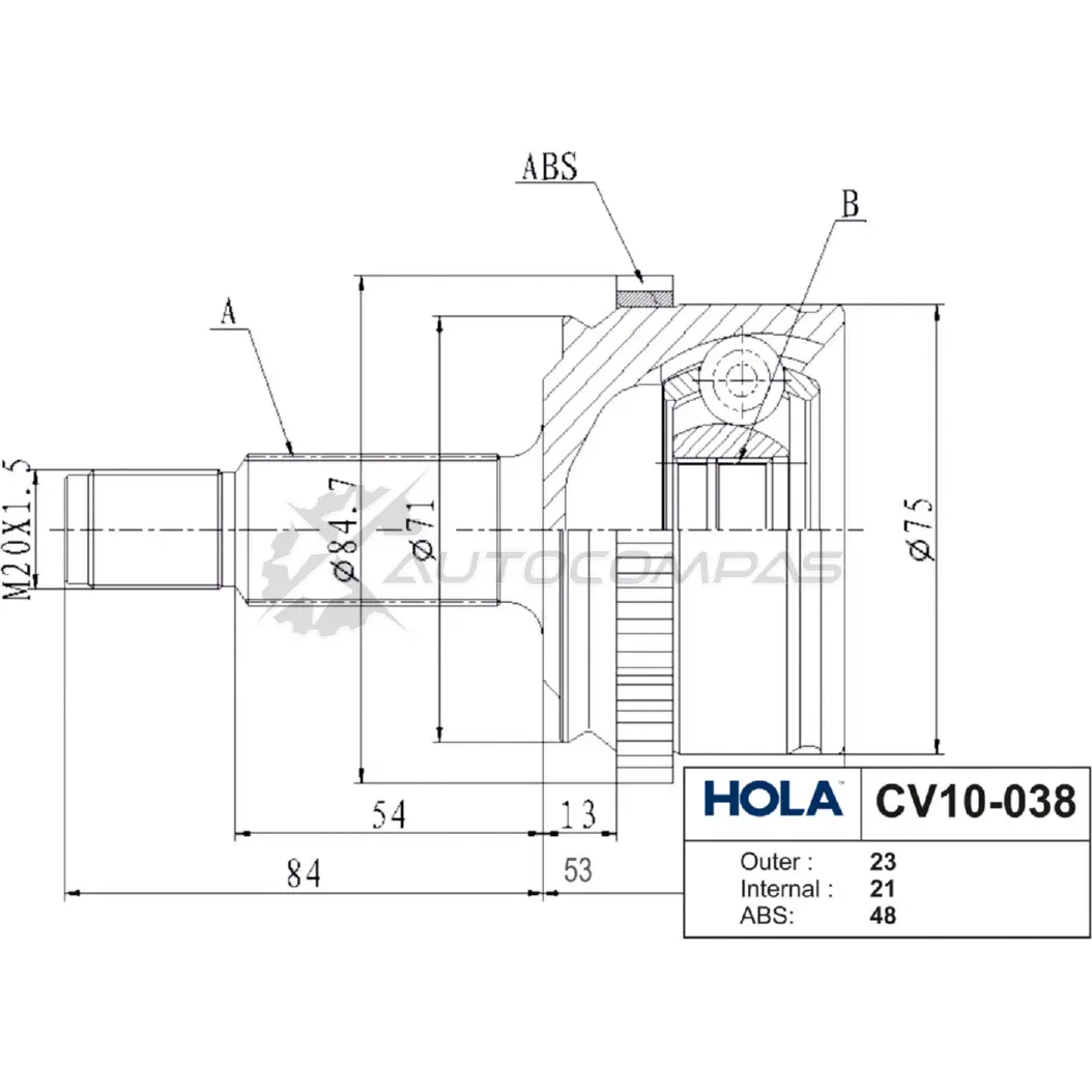 ШРУС наружный HOLA ULPP D CV10-038 1424603547 изображение 2